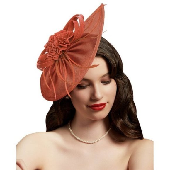 Accessories Pillbox Hats Retro With Feather Mesh Veil Coral Poshmark